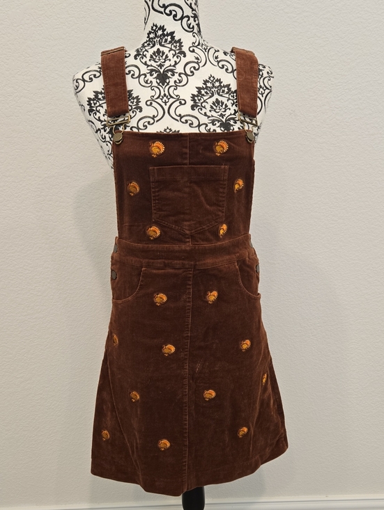 Kiel James Patrick Dresses & Skirts - Kiel James Patrick Brown Corduroy Turkey Embroidered Jumper Dress